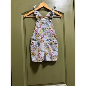 Sunset Girl Flower Pattern Overalls – Size 7/8